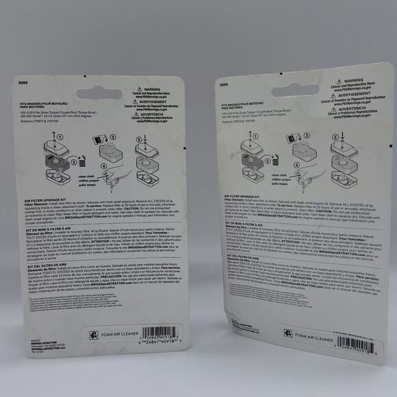 Set of 2 Briggs & Stratton Air Filter Upgrade Kit 5099 Non OHV Engines 3.0-5 HP - Picture 2 of 16